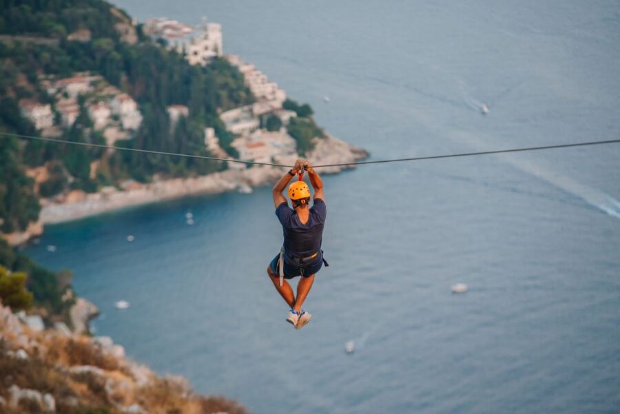Dubrovnik: Panorama Zipline Tour - The Main Event: flying two zipline lines with multiple runs