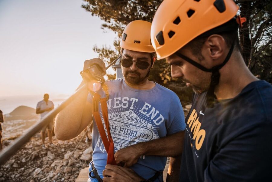 Dubrovnik: Sunset Zip Line Experience Followed by Wine - Safety briefing first, then a short training line you should take seriously