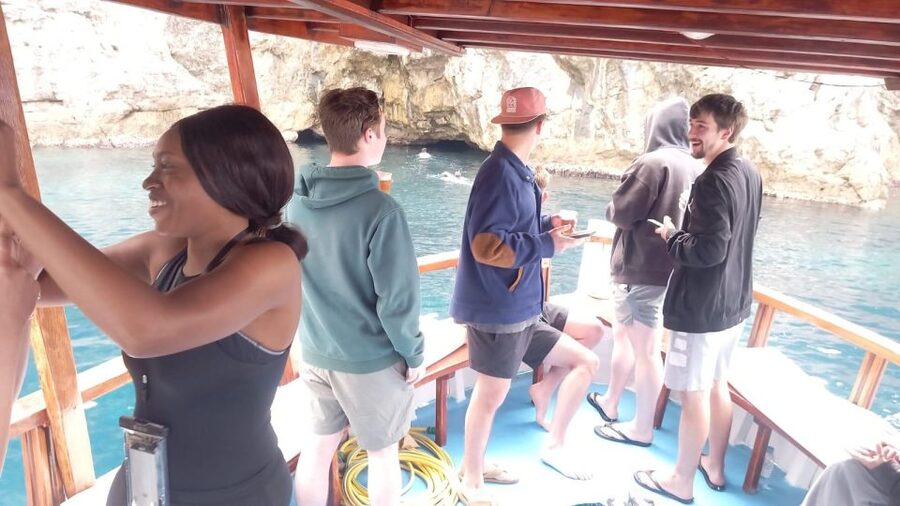 Elaphite Islands Cruise with Local Gastronomy at Captain's H - Blue Cave at Kolocep: snorkeling, swimming, and jumping