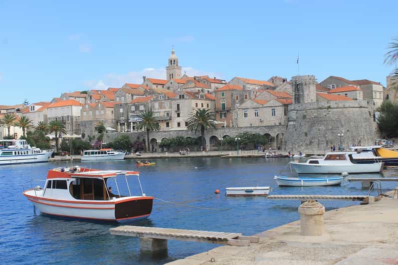 From Dubrovnik: Korcula Island Tour with Wine Tasting - First stop on Korčula: a guided walk that sets you up for freedom